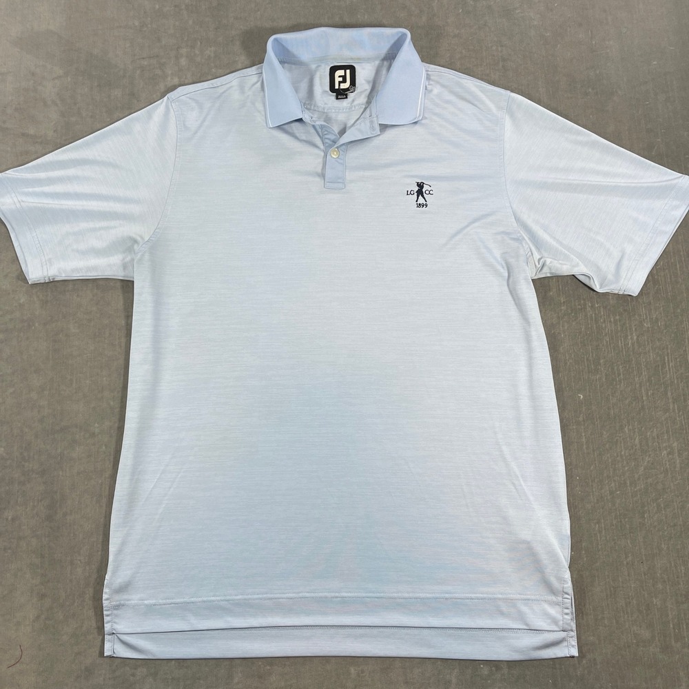 FootJoy FJ‎ Mens Large Light Blue Stripe Golf Polo Shirt